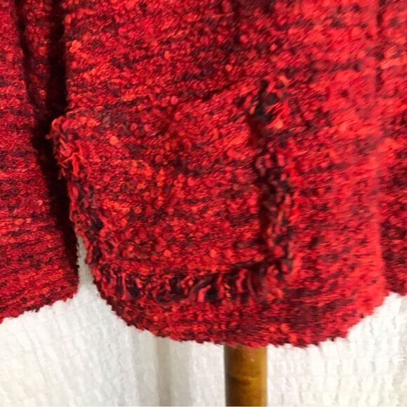 Chico’s Design Vtg Red Soft Tweed Open Sweater Jacket Size 2 ( L ) - Picture 6 of 9